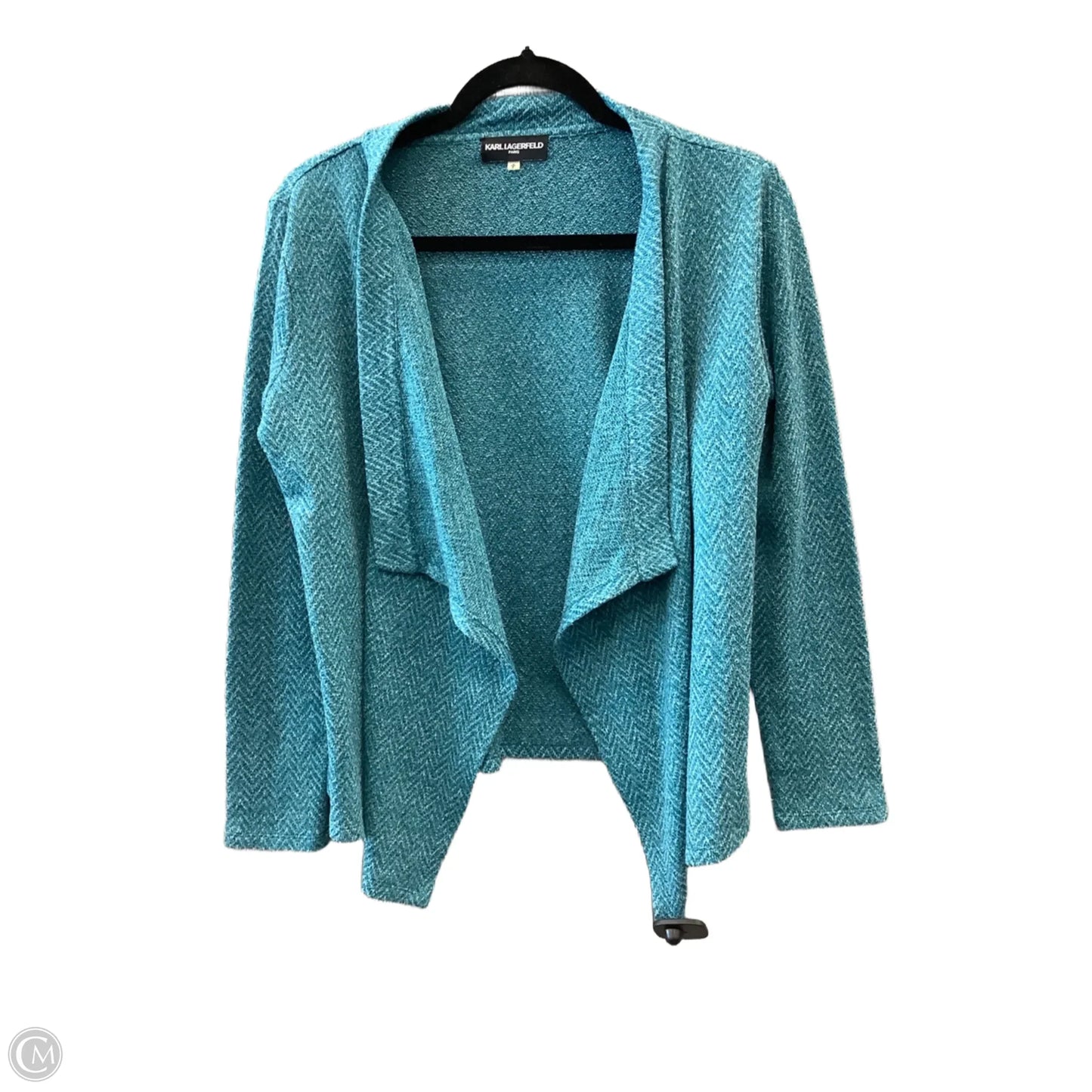 Cardigan Designer By Karl Lagerfeld In Teal, Size: S
