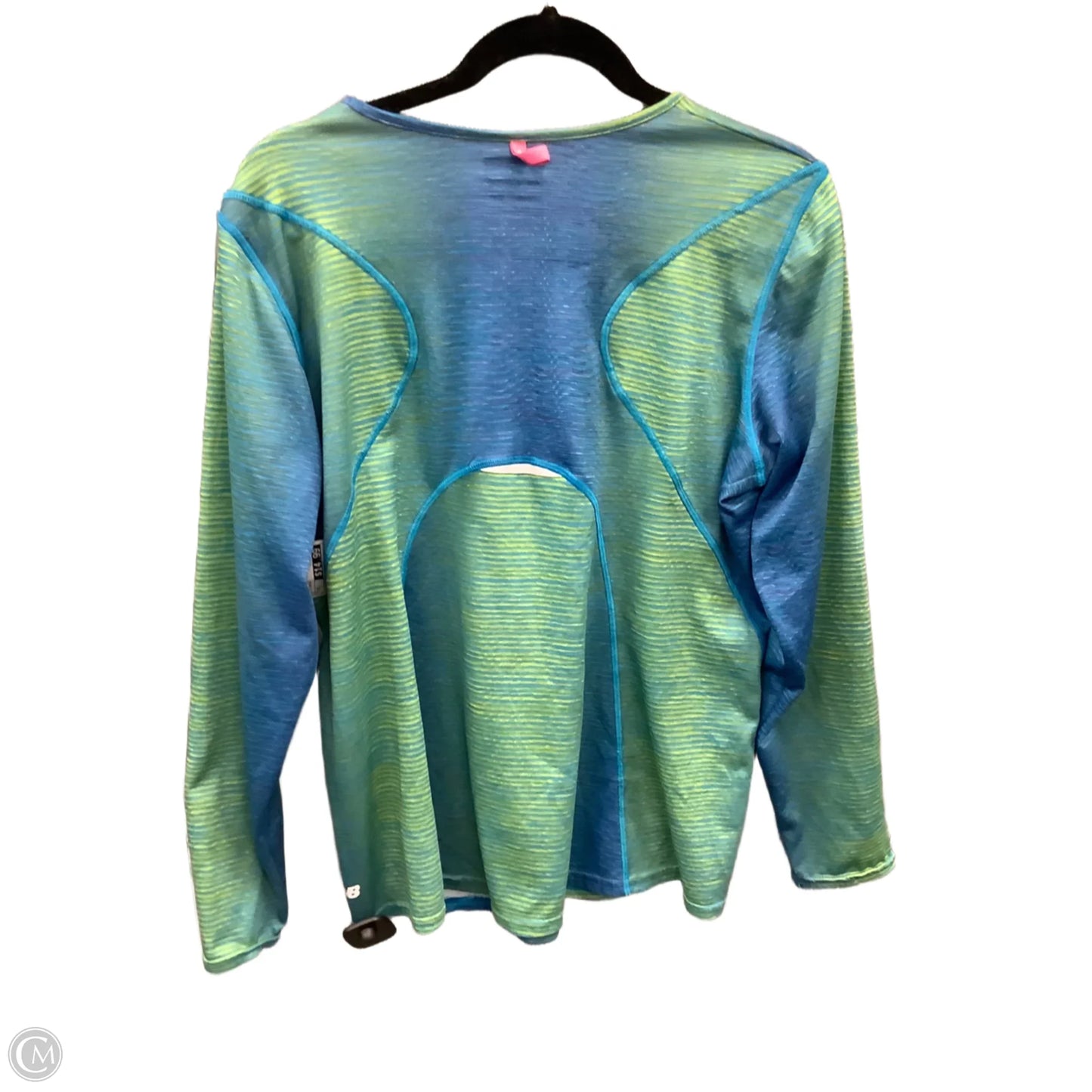 Athletic Top Long Sleeve Collar By New Balance In Blue & Green, Size: Xl