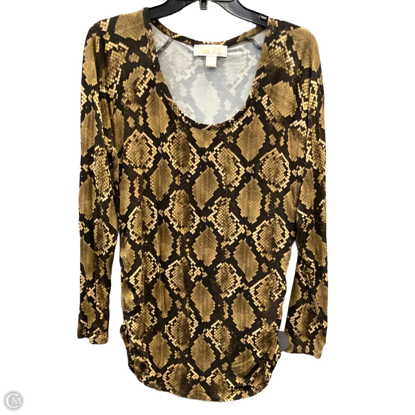 Top Long Sleeve By Michael By Michael Kors In Snakeskin Print, Size: Xl