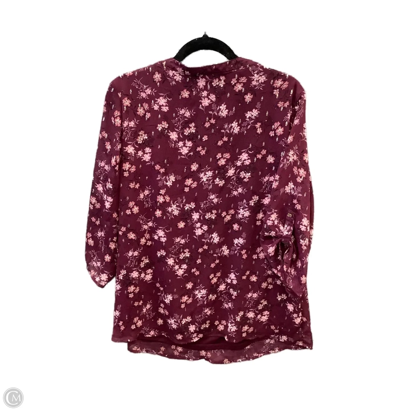 Top 3/4 Sleeve By Sara Michelle In Maroon, Size: 1x
