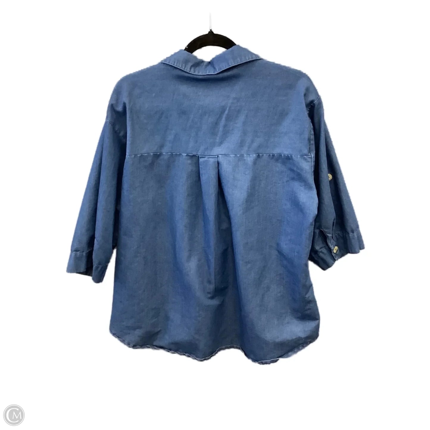 Top 3/4 Sleeve By Club Z In Blue Denim, Size: 1x
