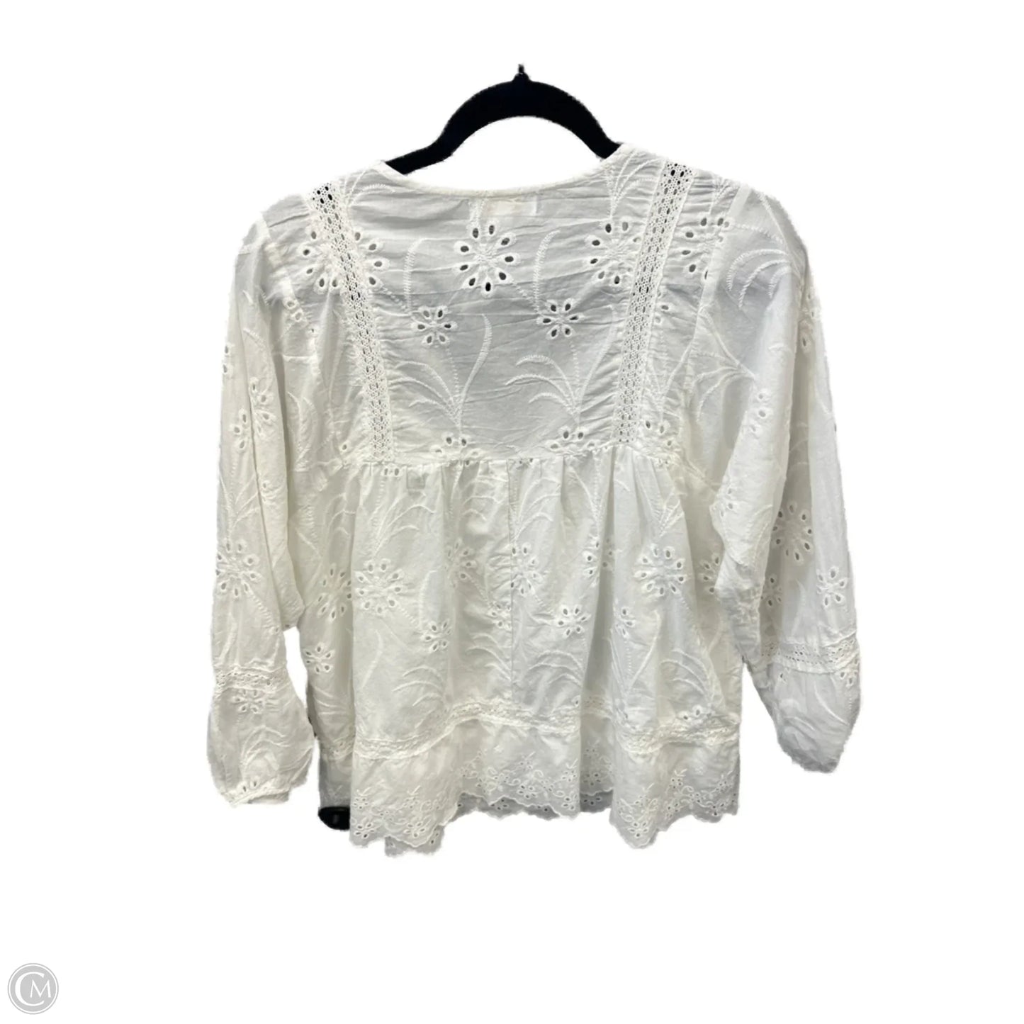 Top Long Sleeve By Cme In White, Size: L