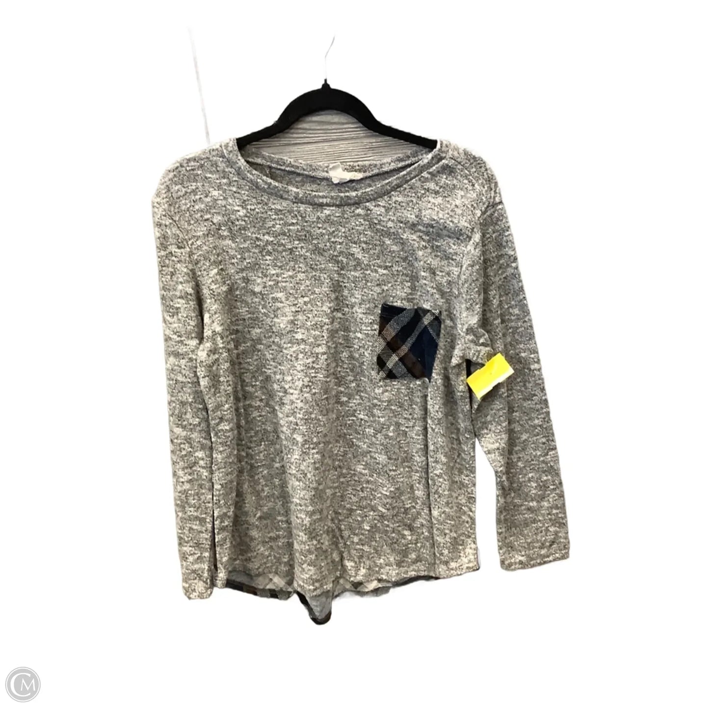Top Long Sleeve By Brittany Black In Grey, Size: L