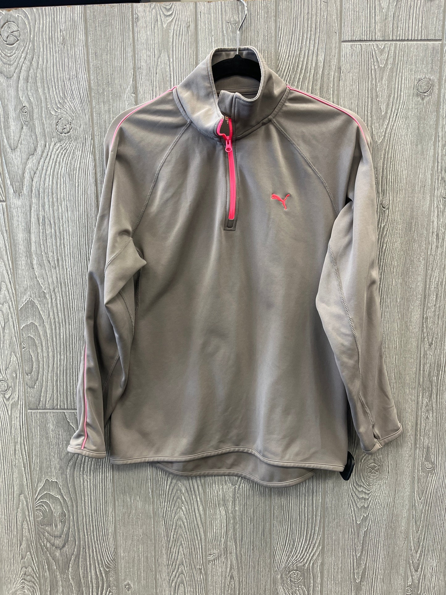 Athletic Sweatshirt Collar By Puma In Grey & Pink, Size: M