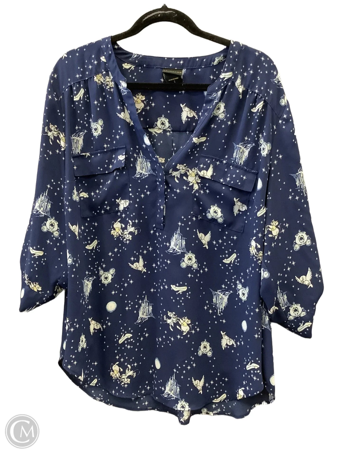 Top 3/4 Sleeve By Disney Store In Blue, Size: Xl