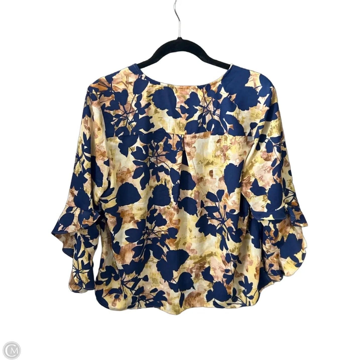 Top 3/4 Sleeve By Investments In Floral Print, Size: Lp