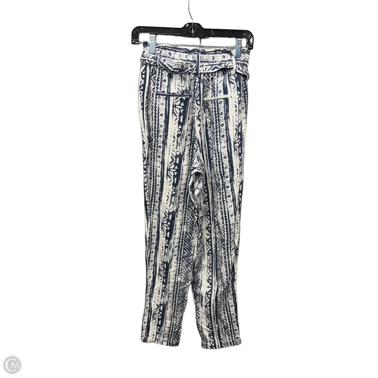 Pants Linen By Clothes Mentor In Blue & White, Size: 4