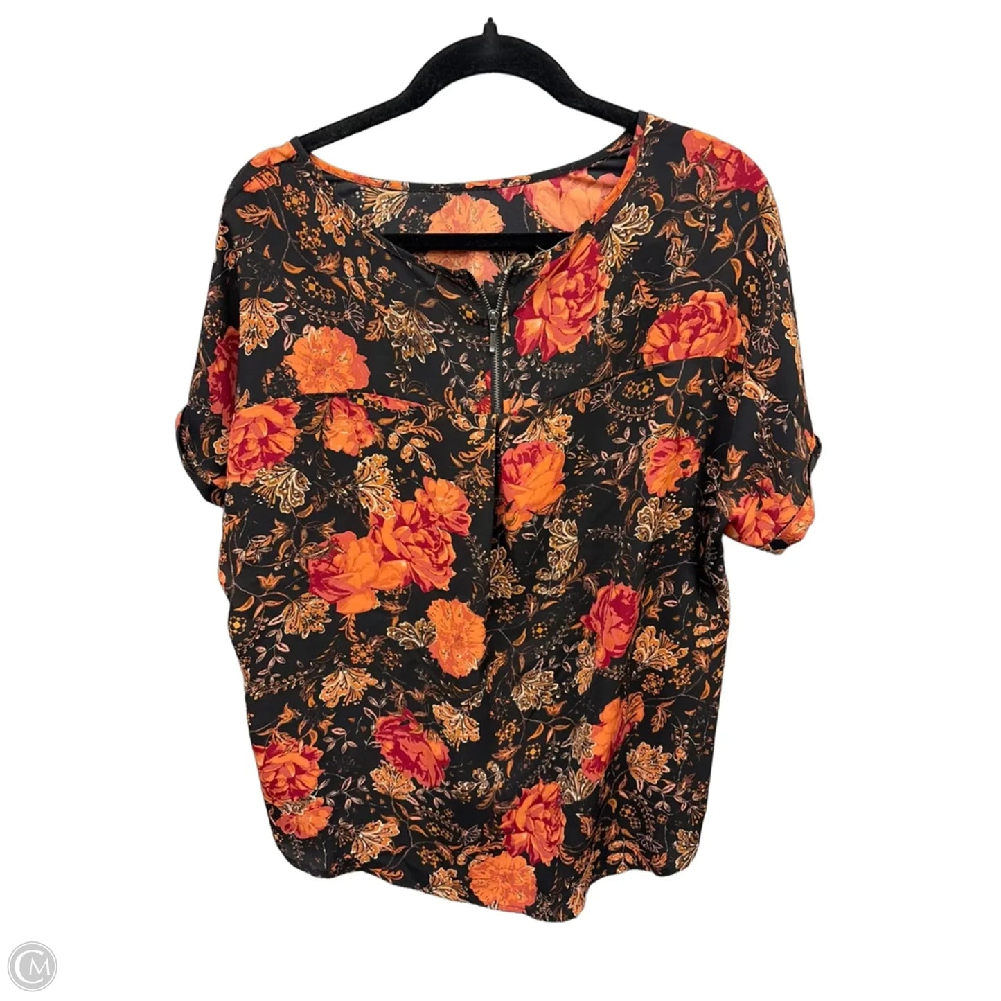 Top Short Sleeve By Maurices In Floral Print, Size: L