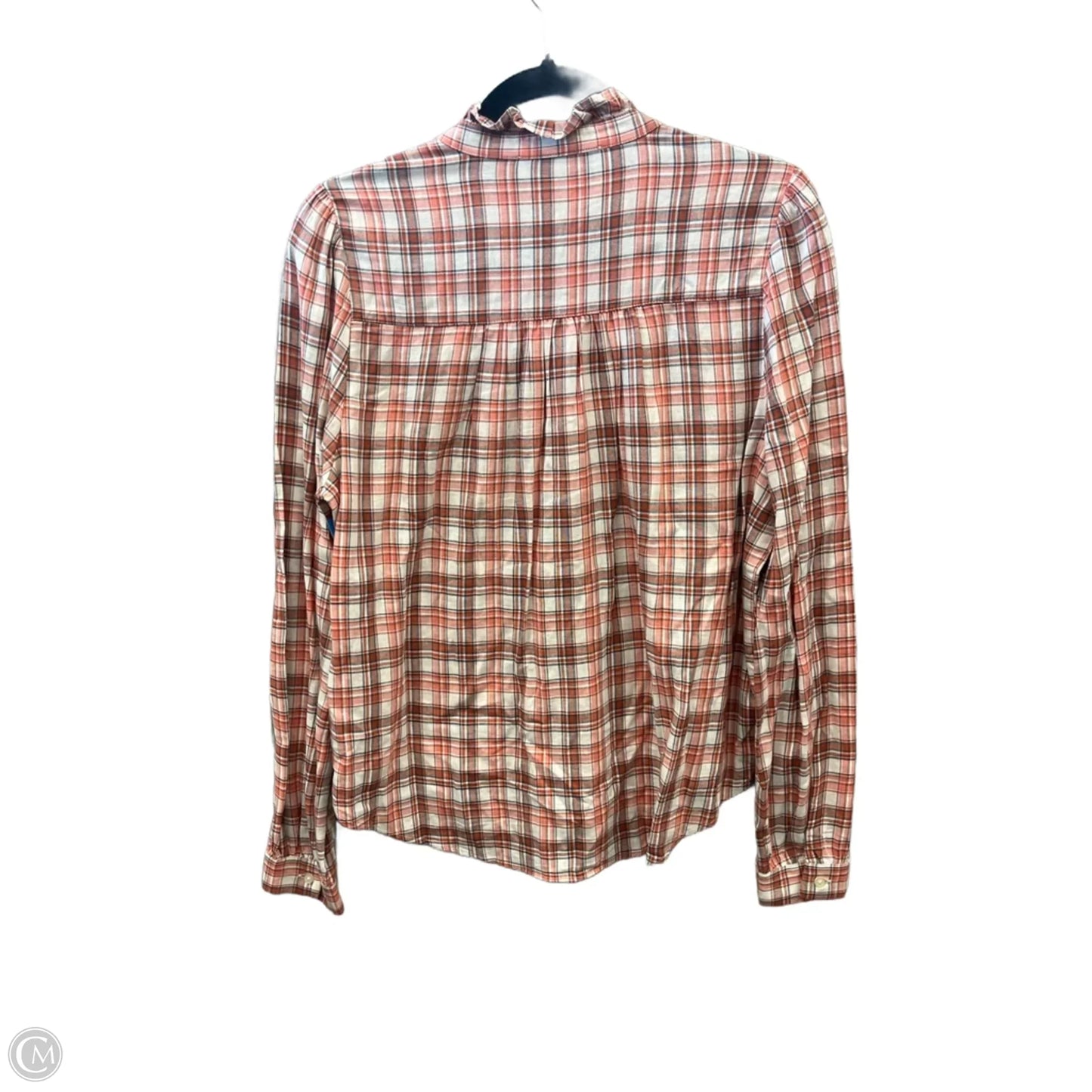 Top Long Sleeve By Loft In Plaid Pattern, Size: S