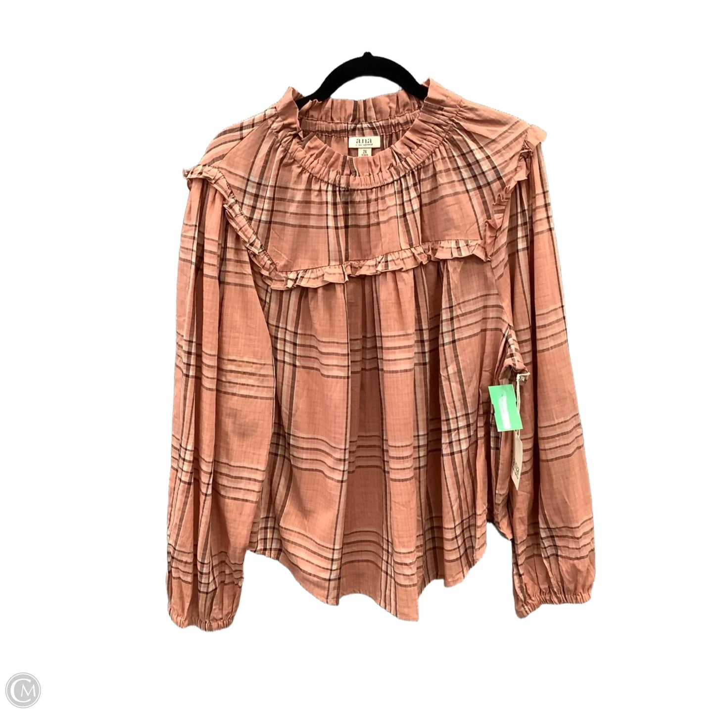 Top Long Sleeve By Ana In Peach, Size: 2x