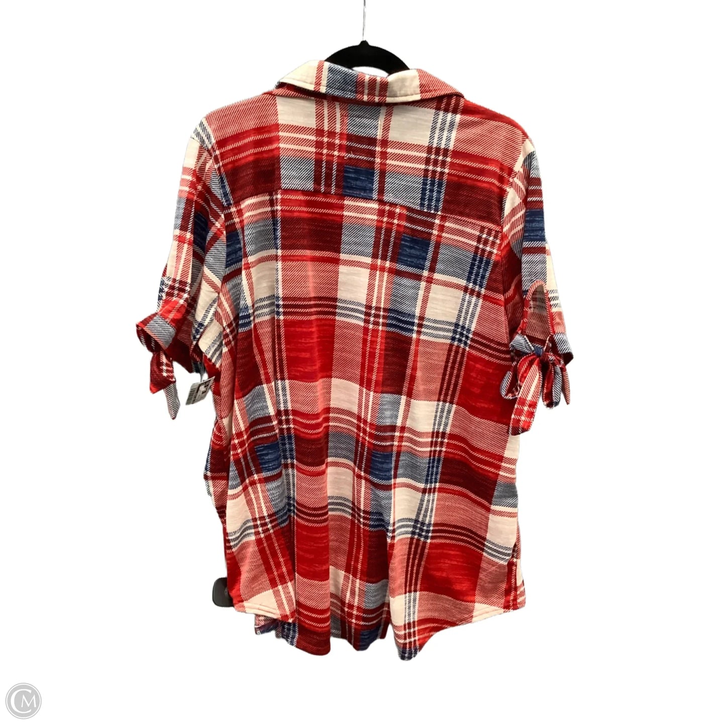 Top Short Sleeve By New York Laundry In Plaid Pattern, Size: 2x
