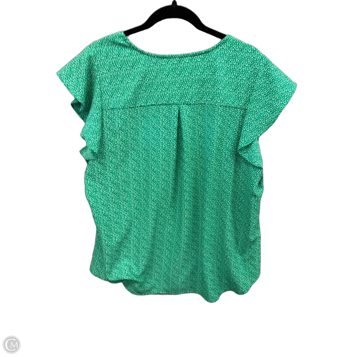 Blouse Short Sleeve By Adrianna Papell In Green & White, Size: 1x