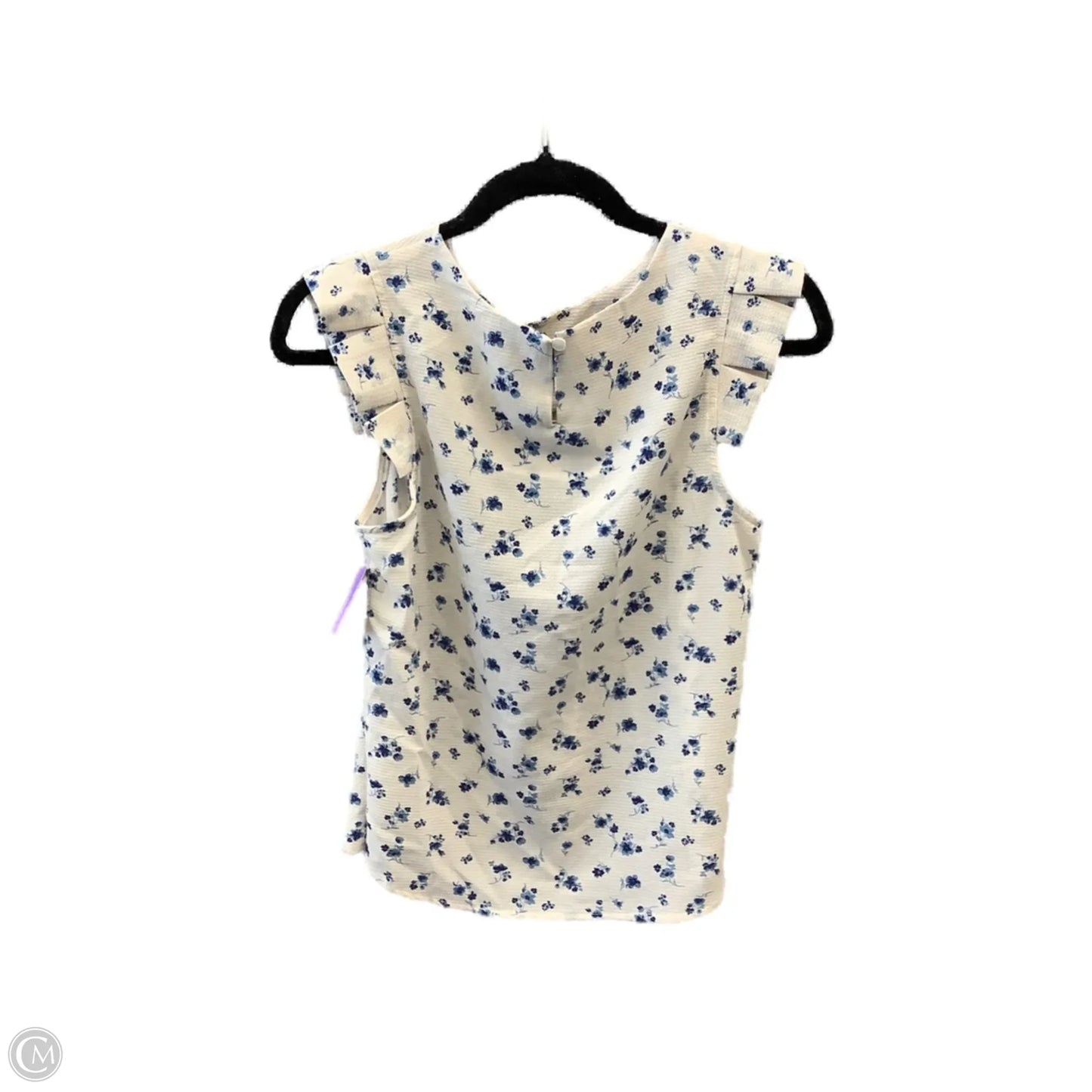 Top Short Sleeve By Monteau In Blue & Cream, Size: M