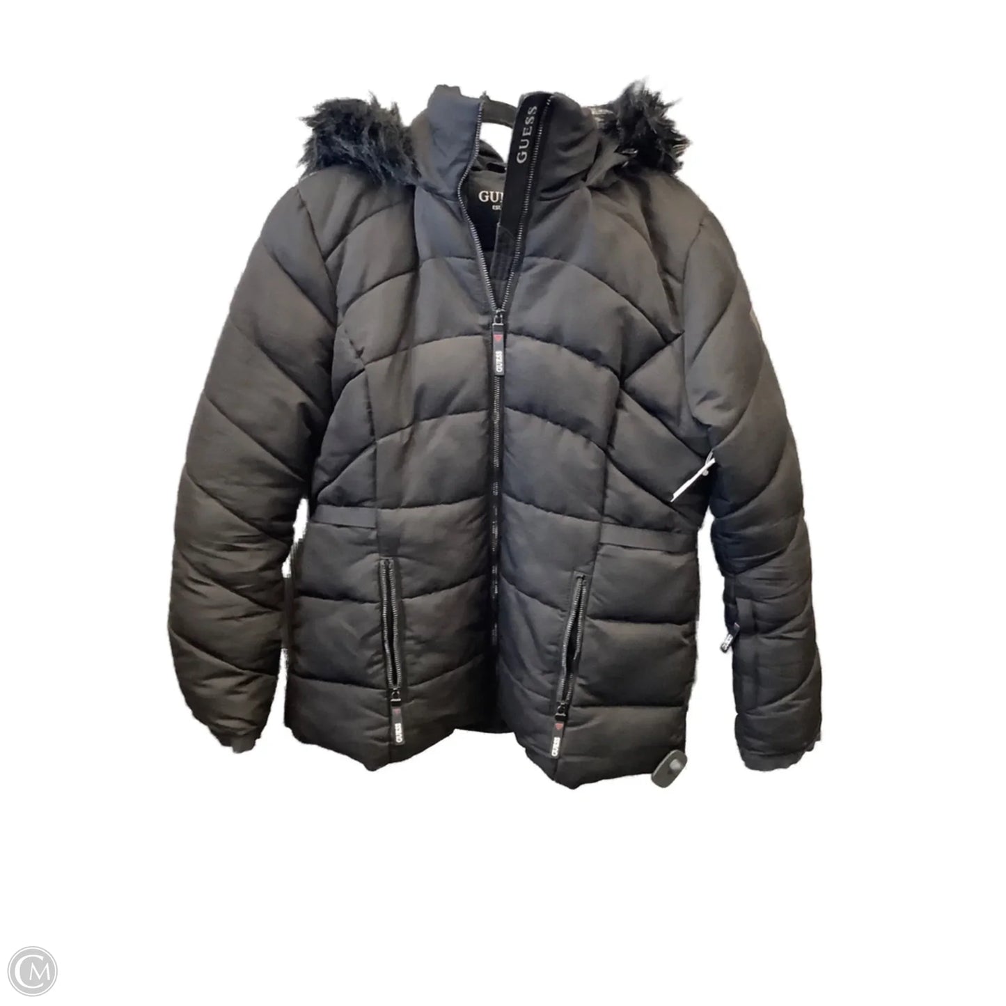 Coat Puffer & Quilted By Guess In Black, Size: L