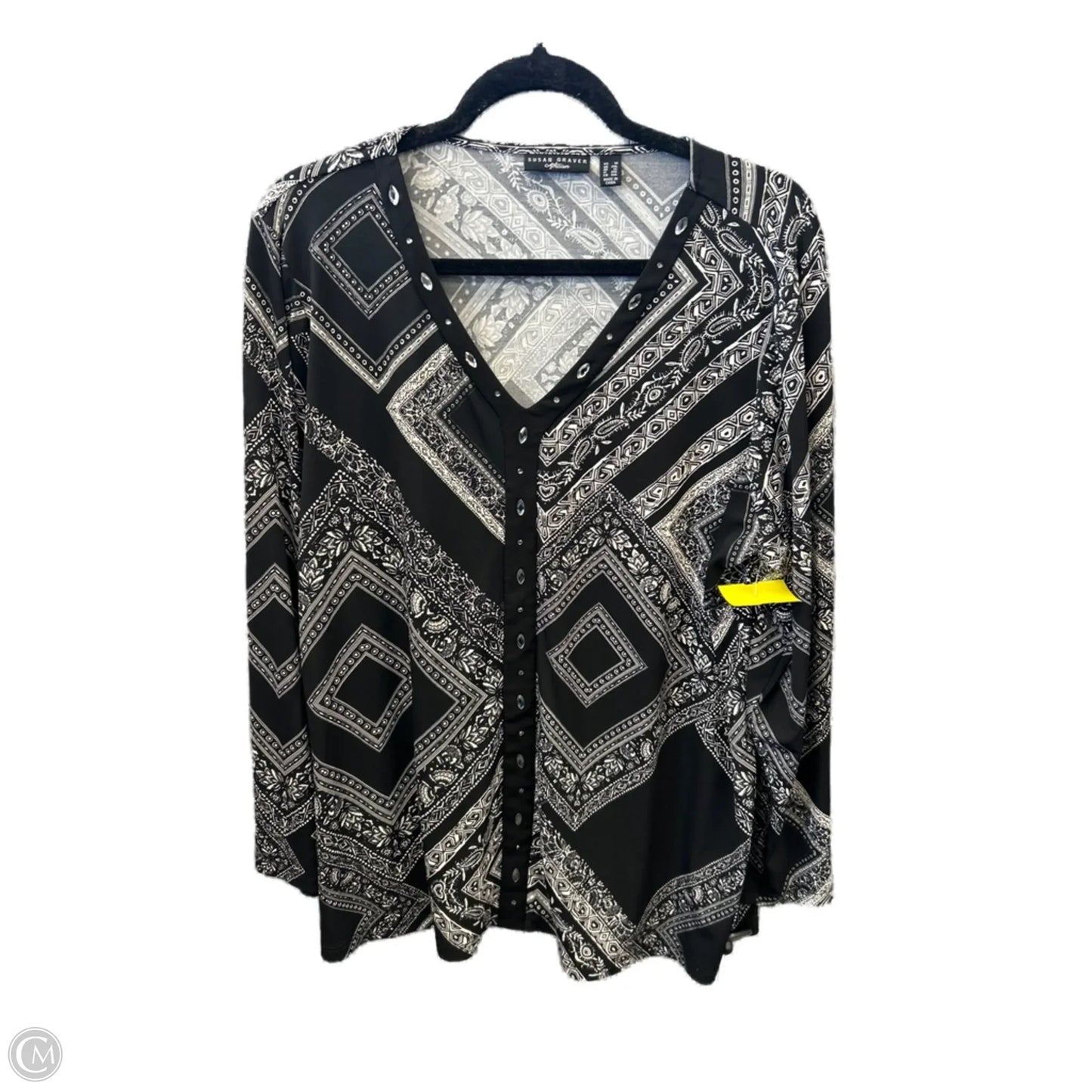 Top Long Sleeve By Susan Graver In Black & White, Size: 1x