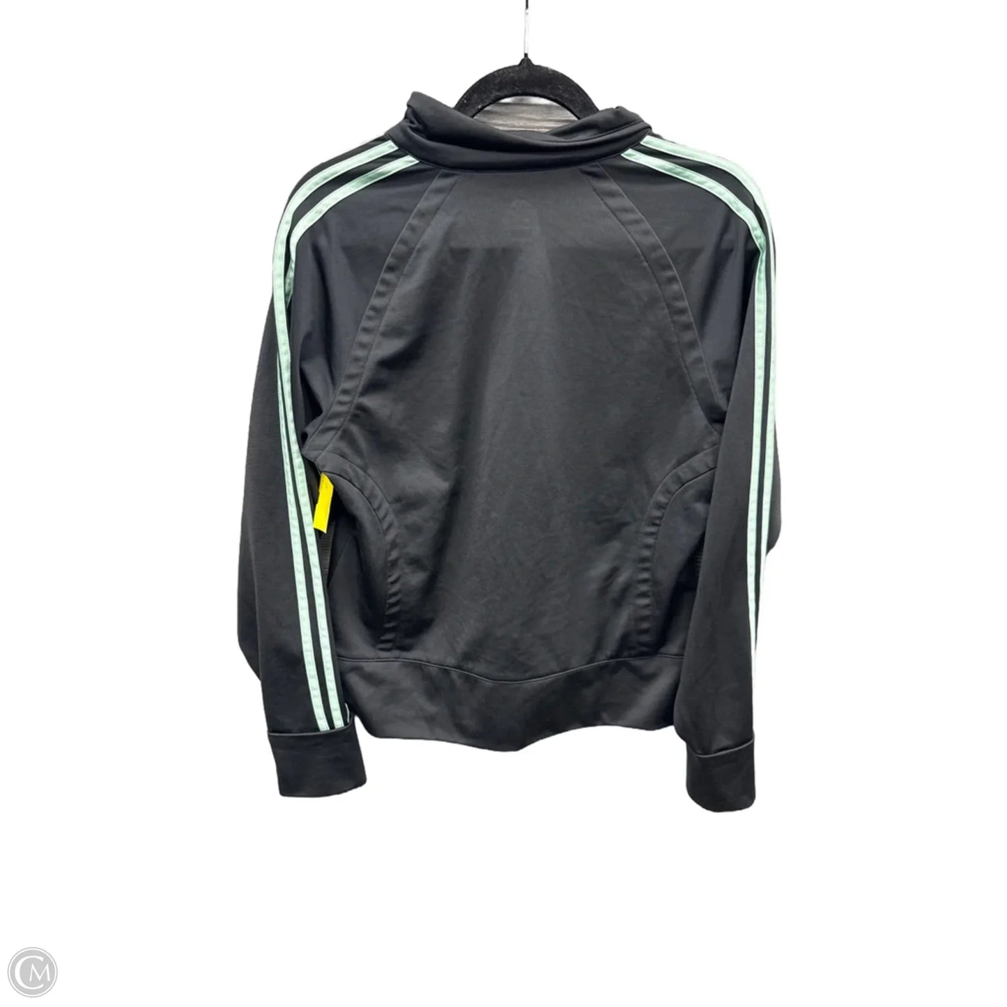 Athletic Top Long Sleeve Collar By Adidas In Green & Grey, Size: M