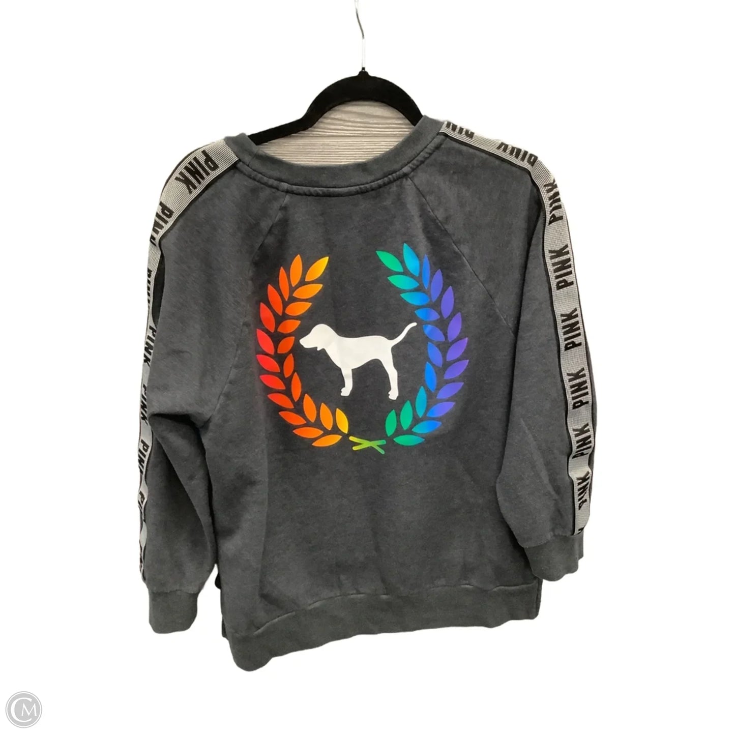 Sweatshirt Crewneck By Pink In Grey, Size: M