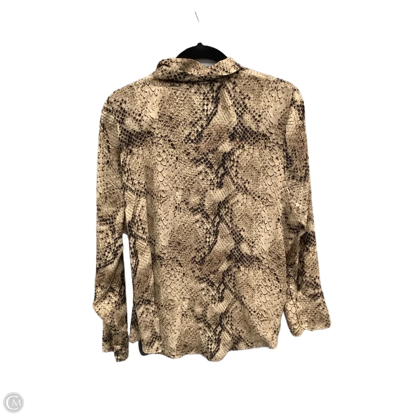 Top Long Sleeve By Worthington In Snakeskin Print, Size: Xxl