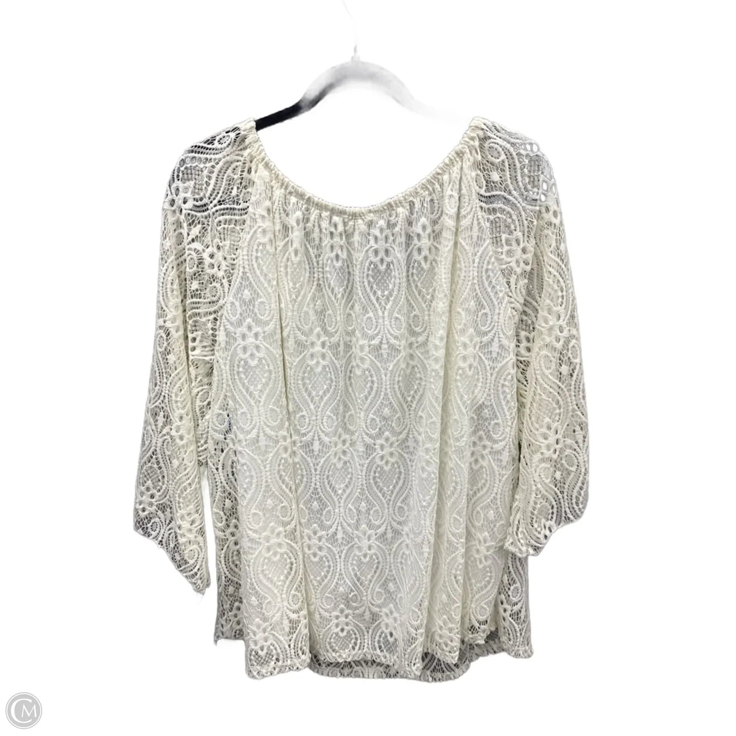 Blouse Long Sleeve By Brittany Black In Cream, Size: 2x