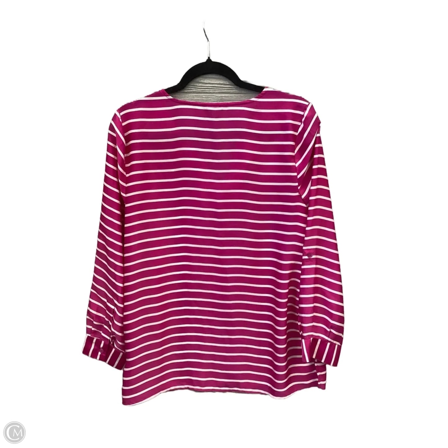 Top Long Sleeve By Ann Taylor In Pink & White, Size: Mp