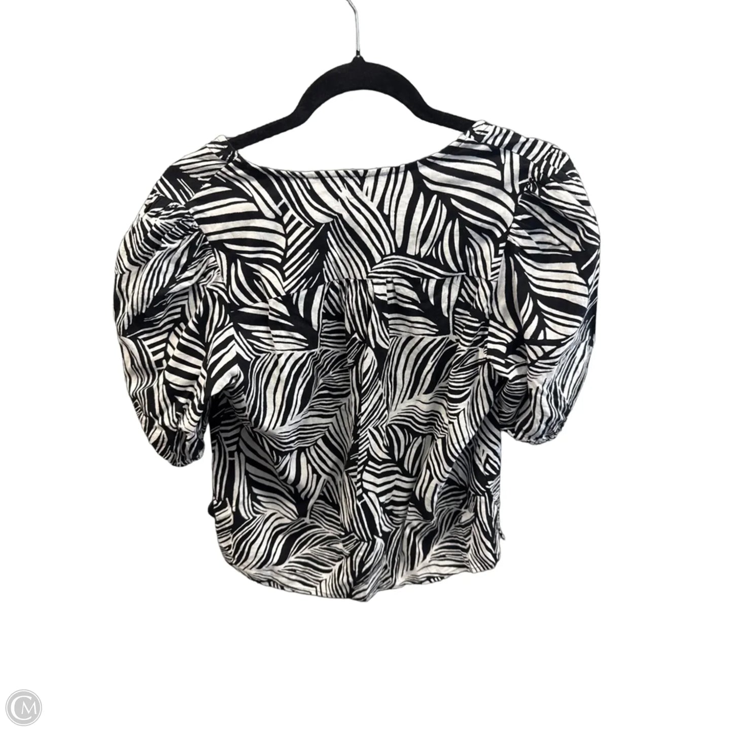 Top Short Sleeve By Christian Siriano In Black & White, Size: S