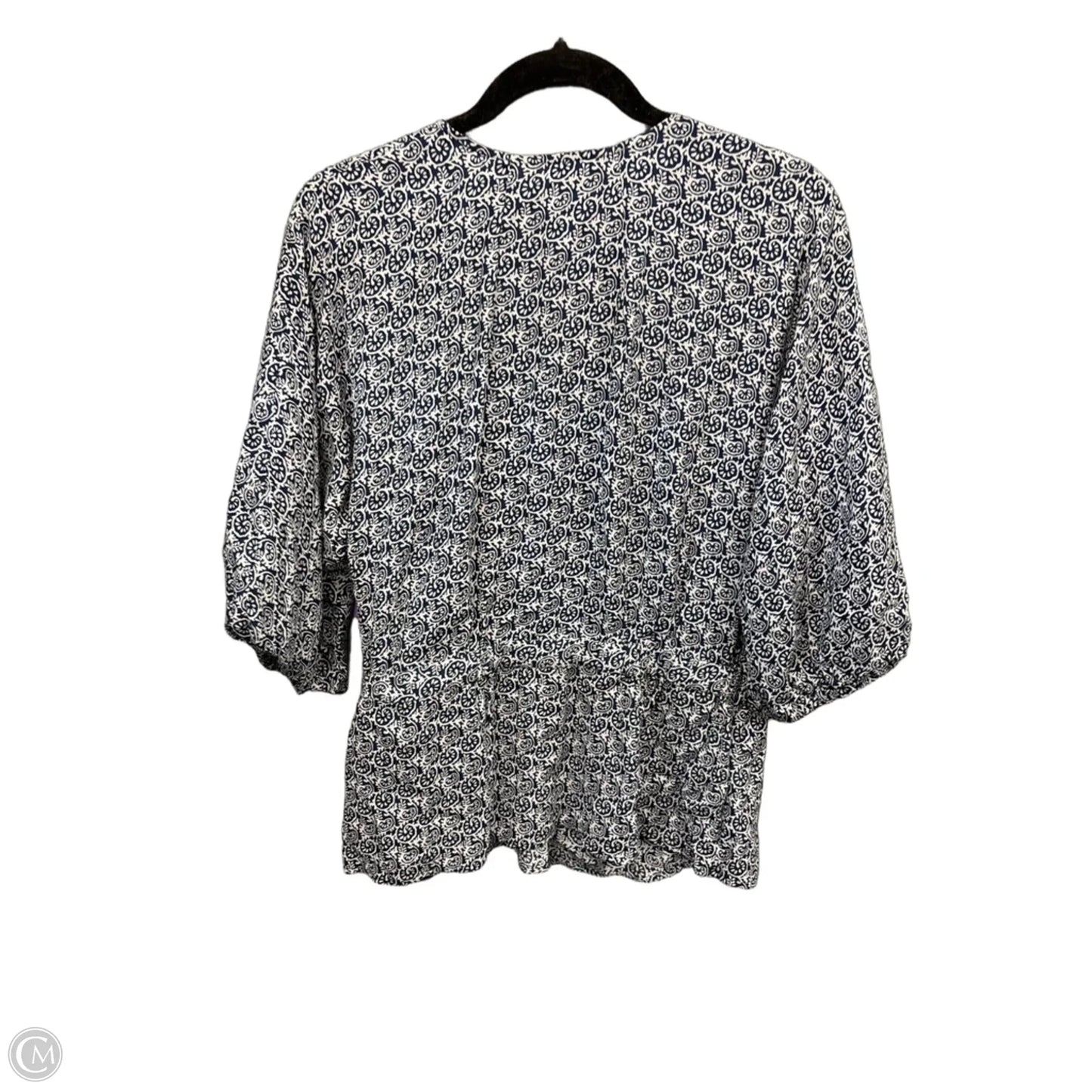 Blouse 3/4 Sleeve By Talbots In Blue & White, Size: L