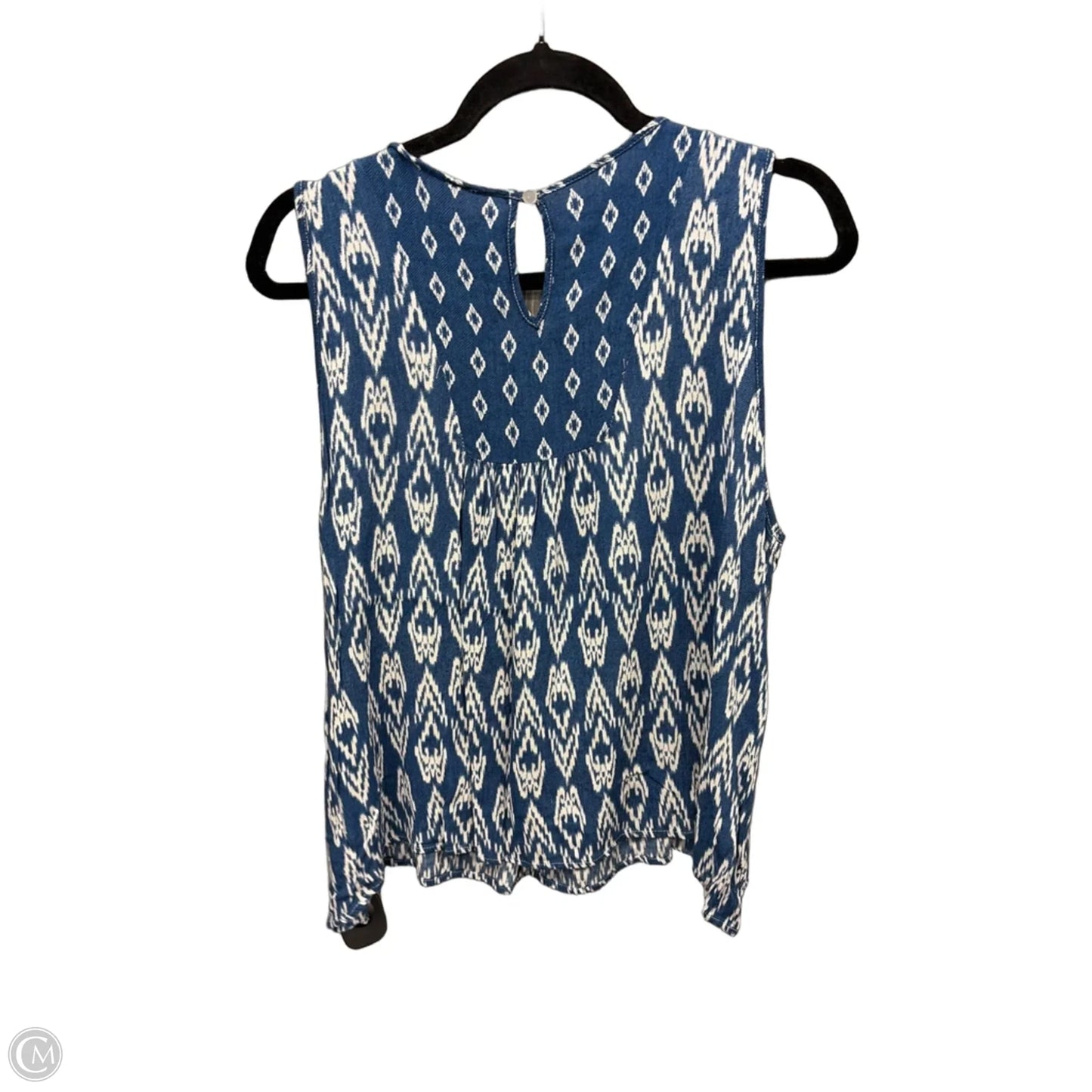 Top Sleeveless By Monteau In Blue & White, Size: Xl