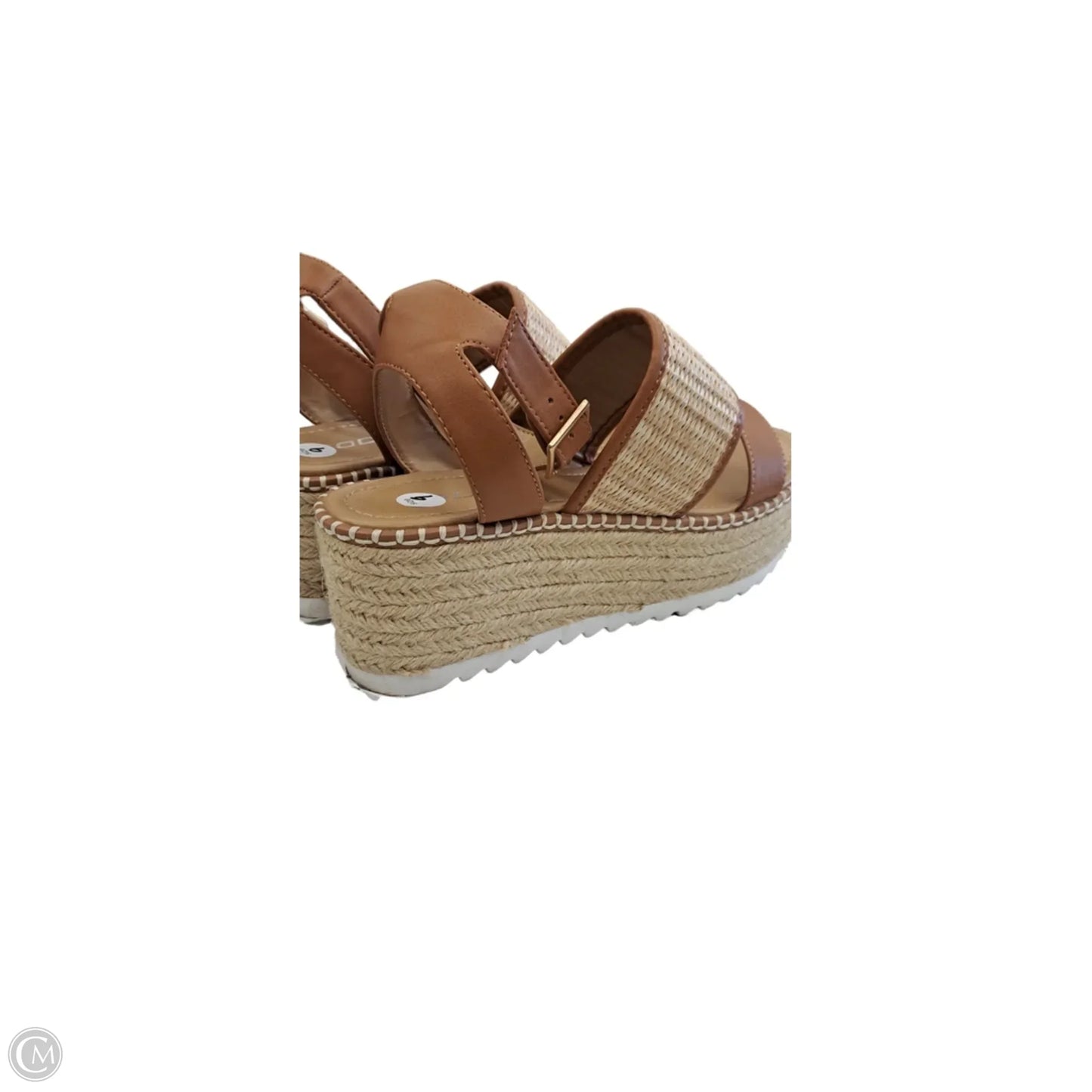 Sandals Heels Wedge By Soda In Brown, Size: 9