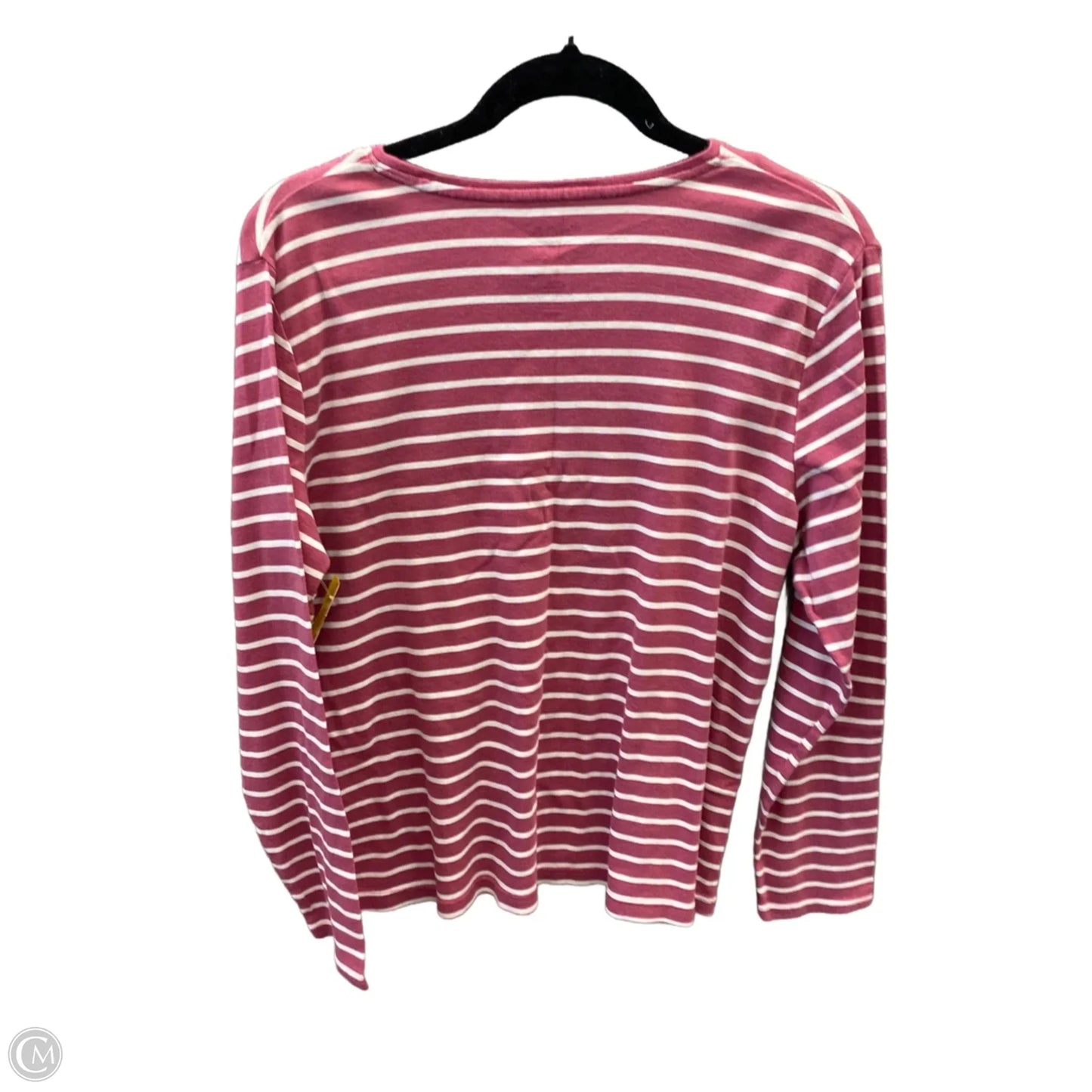 Top Long Sleeve By Croft And Barrow In Pink & White, Size: Xl
