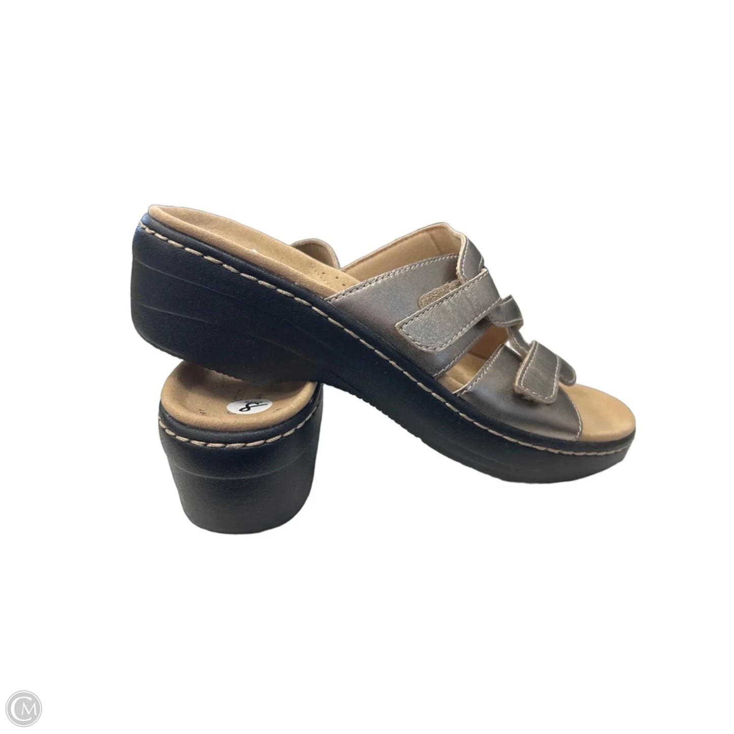 Sandals Heels Wedge By Clarks In Beige, Size: 8