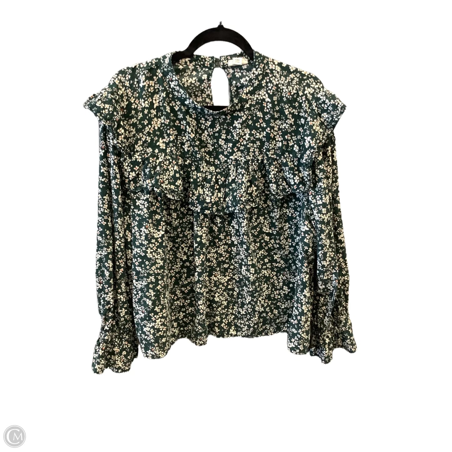 Top Long Sleeve By Ana In Green & White, Size: 2x