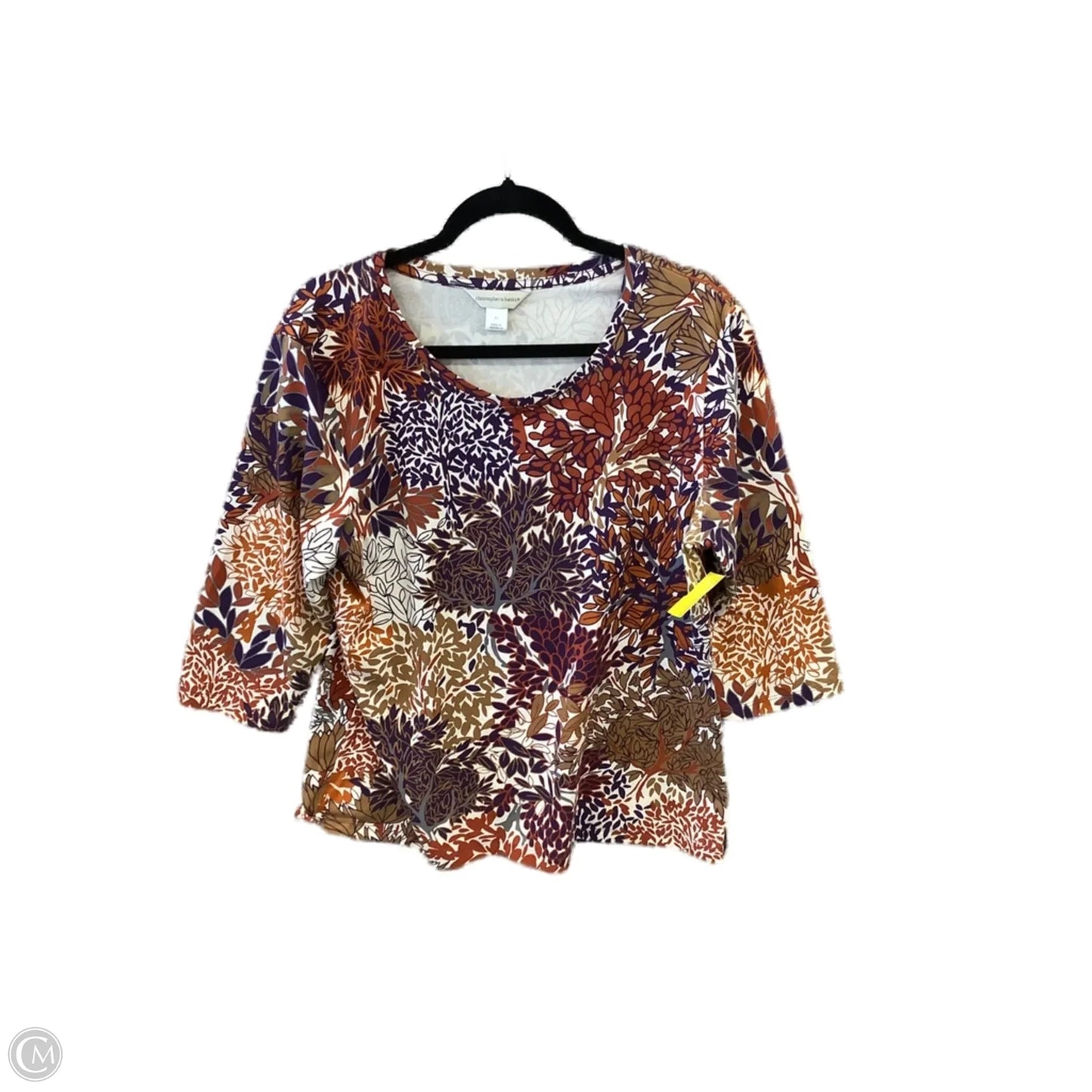 Top 3/4 Sleeve By Christopher And Banks In Floral Print, Size: Xl