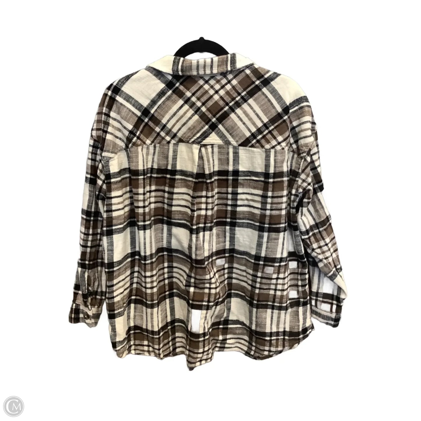 Top Long Sleeve By Maurices In Plaid Pattern, Size: 2x