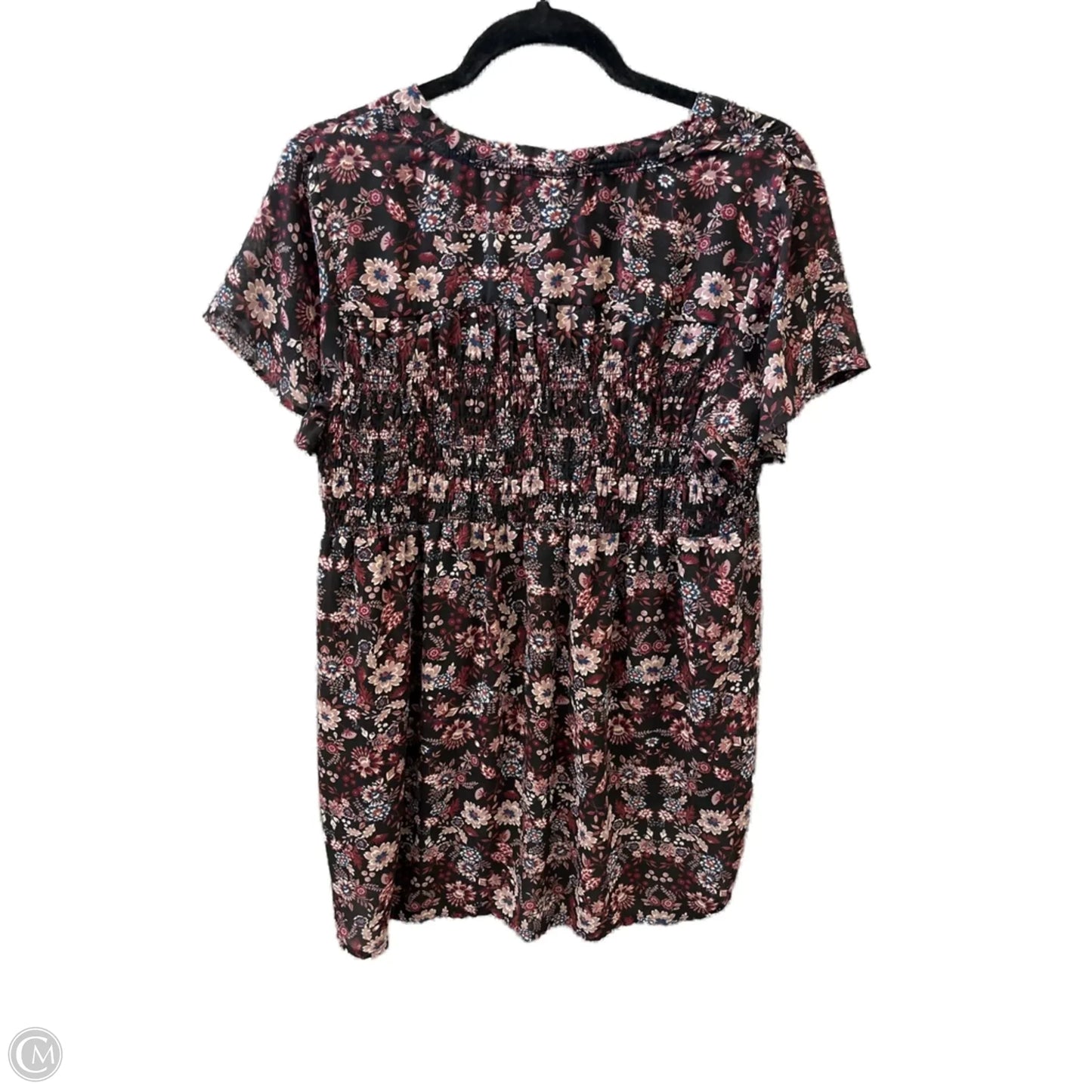Blouse Short Sleeve By Knox Rose In Floral Print, Size: Xxl