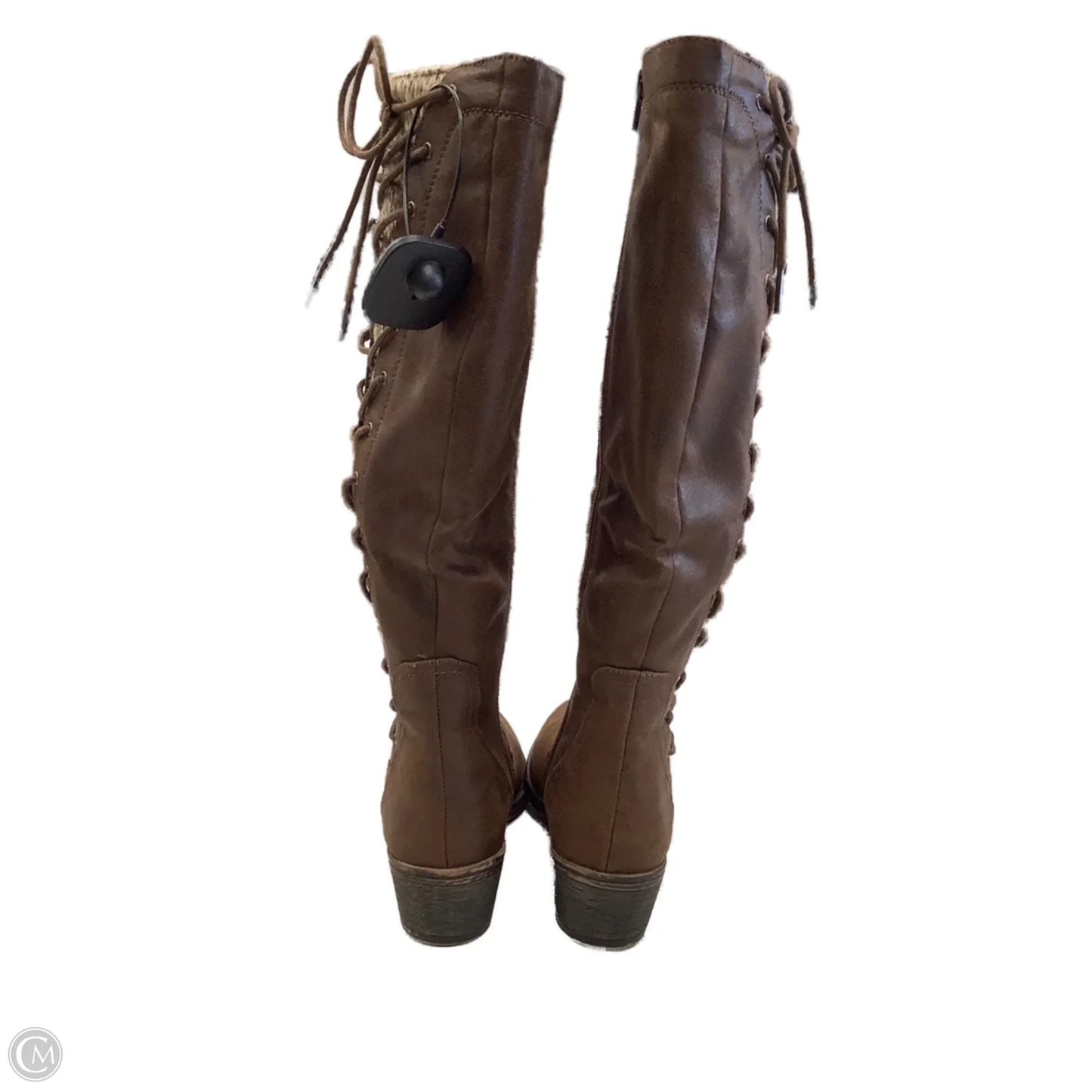 Boots Knee Heels By So In Brown, Size: 8