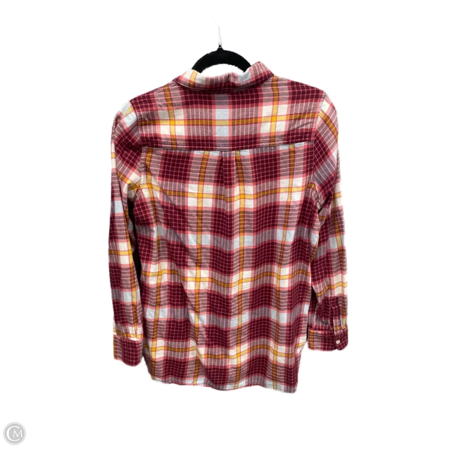 Top Long Sleeve By Old Navy In Plaid Pattern, Size: M