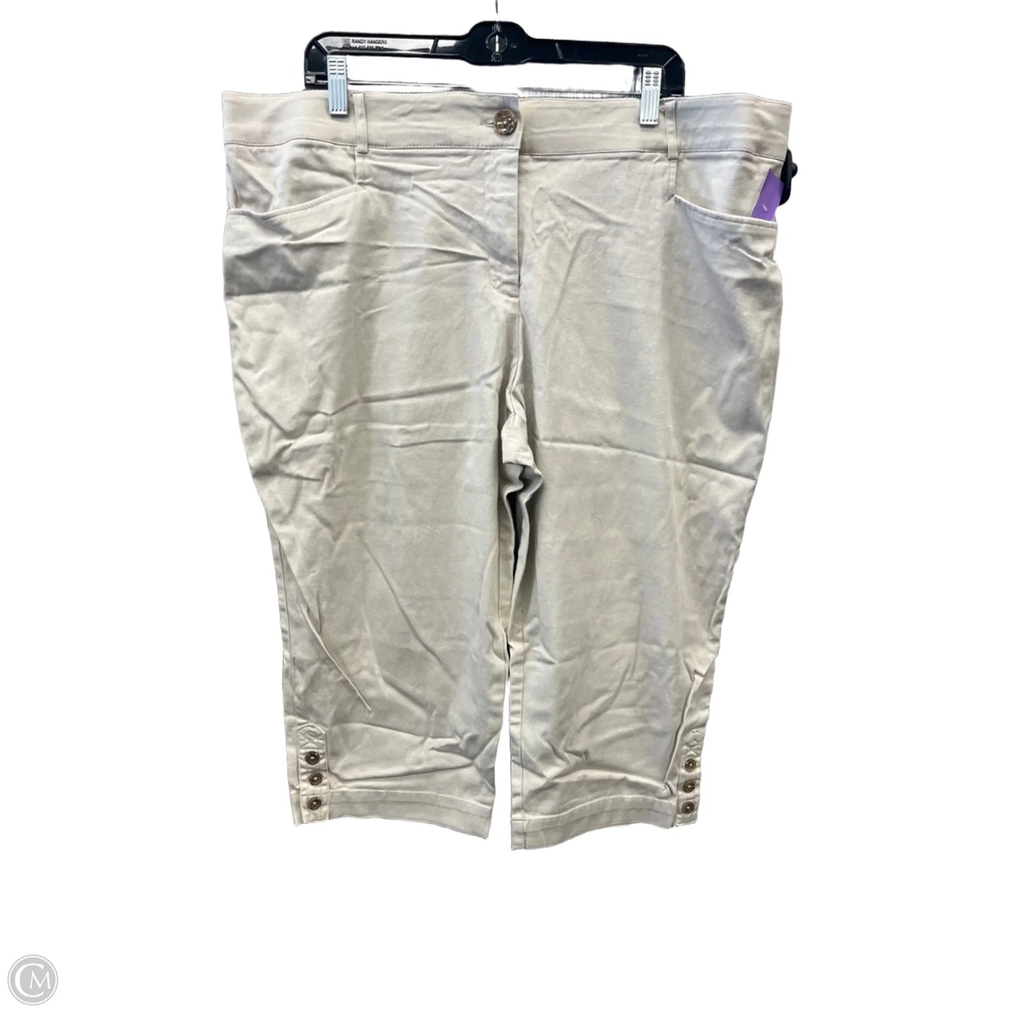 Capris By Studio Works In Beige, Size: 2x