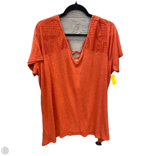 Top Short Sleeve By Como Blu In Orange, Size: 2x