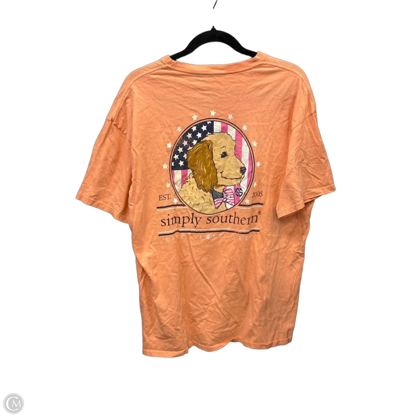 Top Short Sleeve By Simply Southern In Orange, Size: Xl