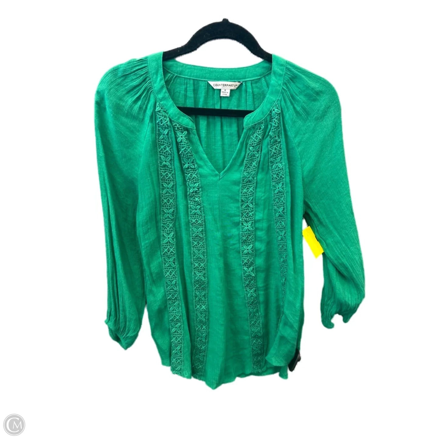 Top Long Sleeve By Counterparts In Green, Size: S
