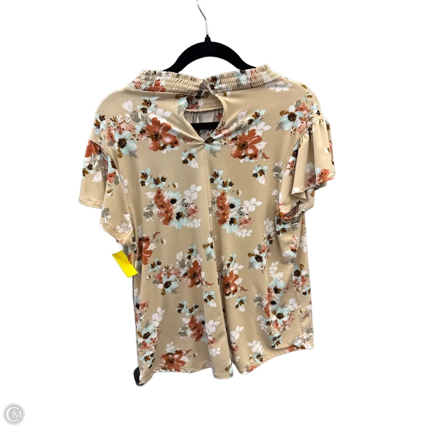 Top Short Sleeve By Ophelia Roe In Tan, Size: L