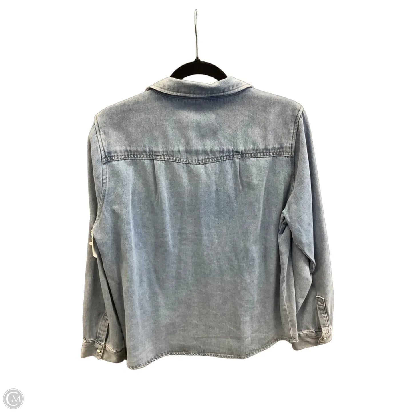 Jacket Shirt By Velvet Heart In Blue Denim, Size: L