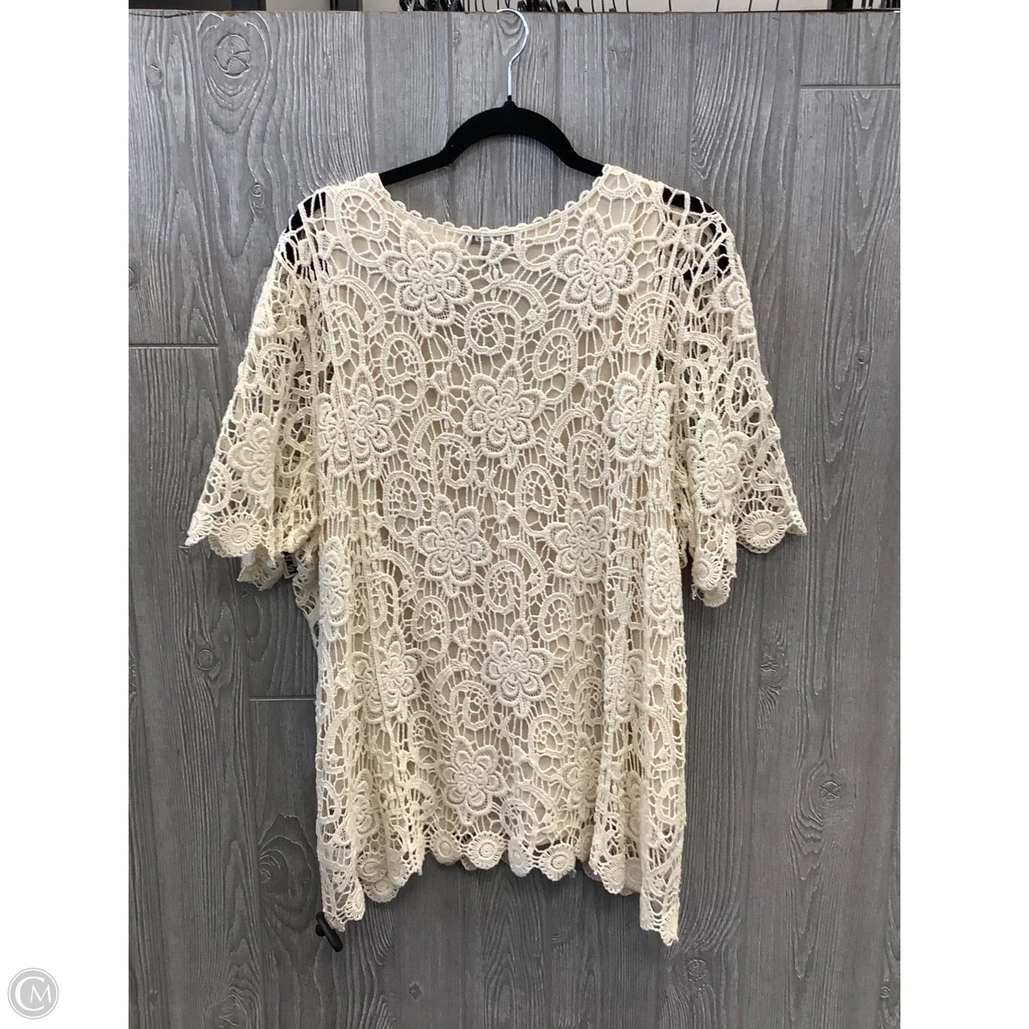 Top Short Sleeve By Roz And Ali In Tan, Size: 2x