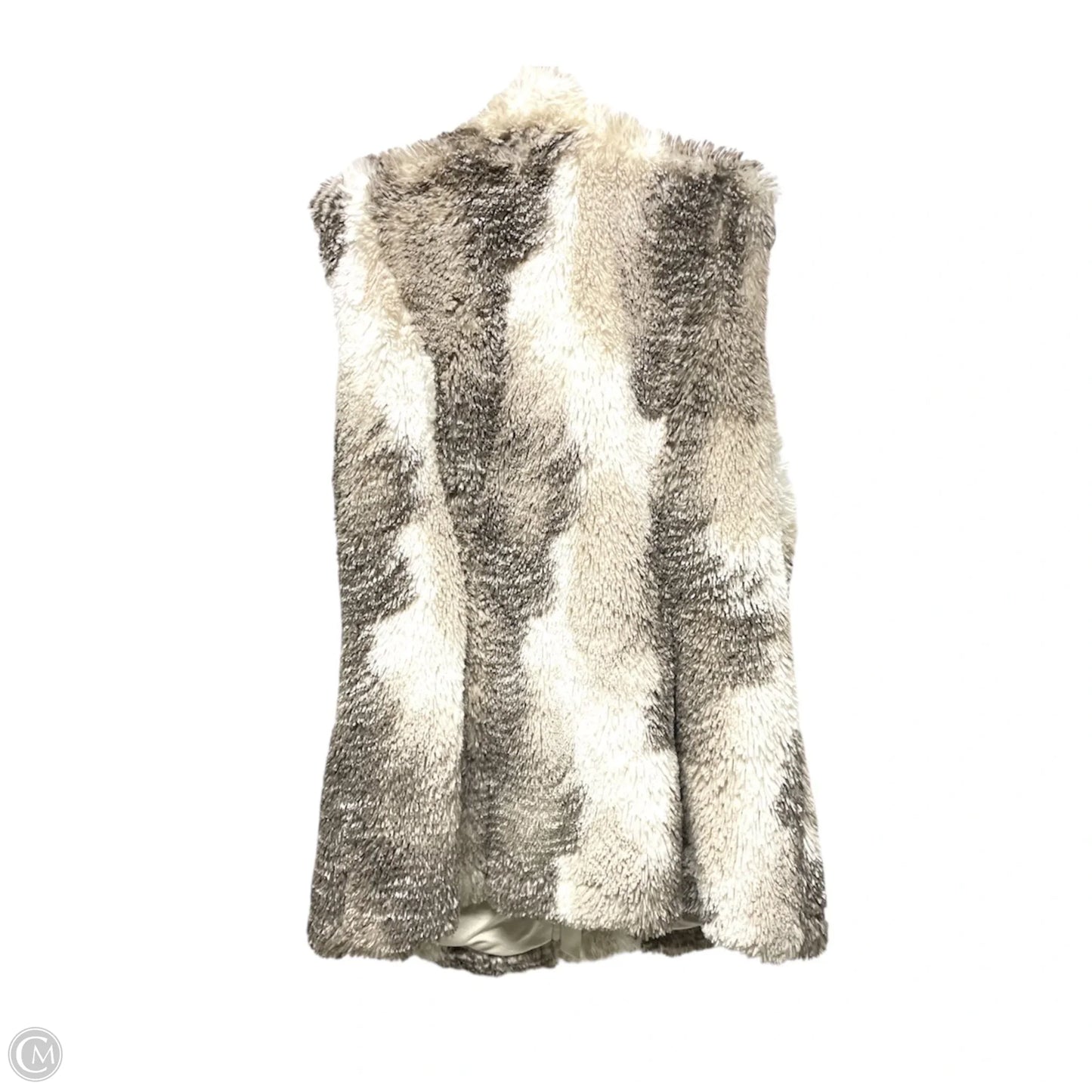 Vest Faux Fur & Sherpa By Cabi In Grey & White, Size: Xl