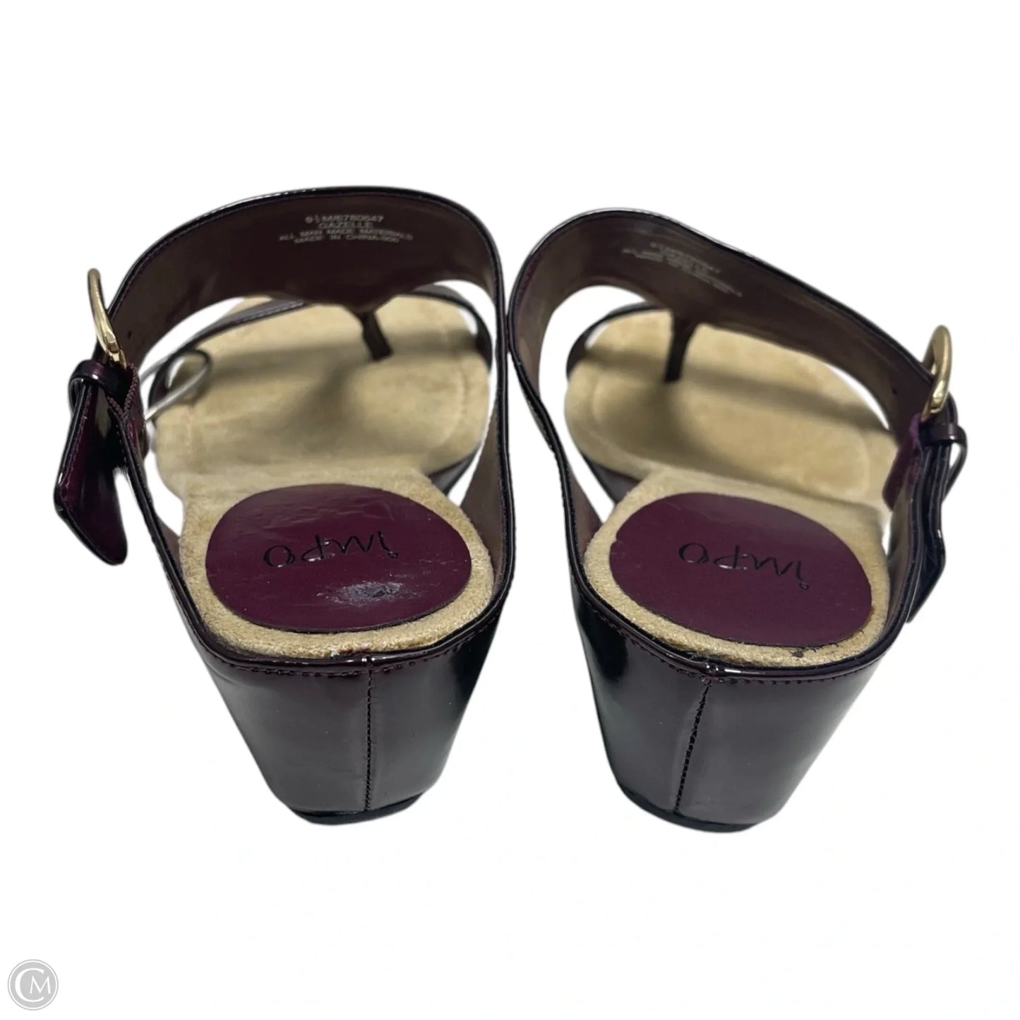 Sandals Heels Wedge By Impo In Maroon, Size: 9.5