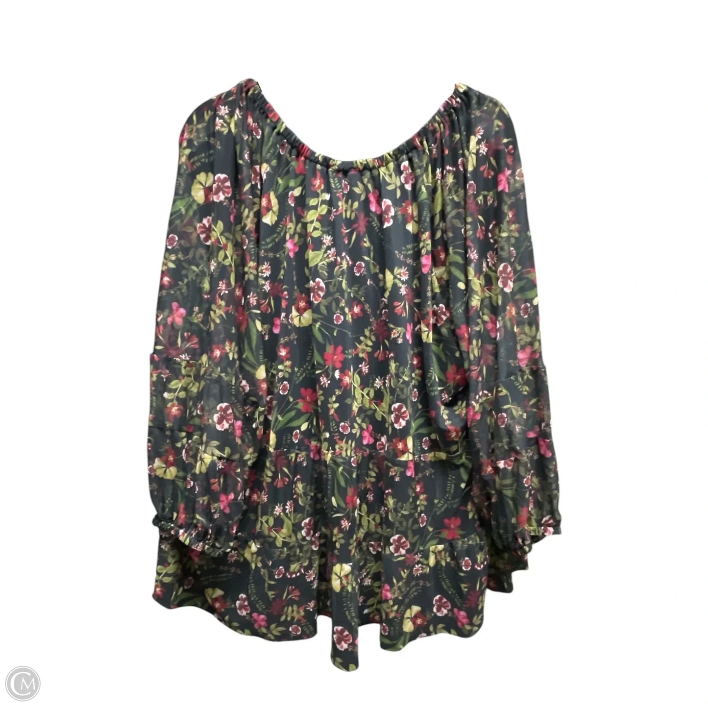 Top Long Sleeve By Terra & Sky In Black & Red, Size: 3x