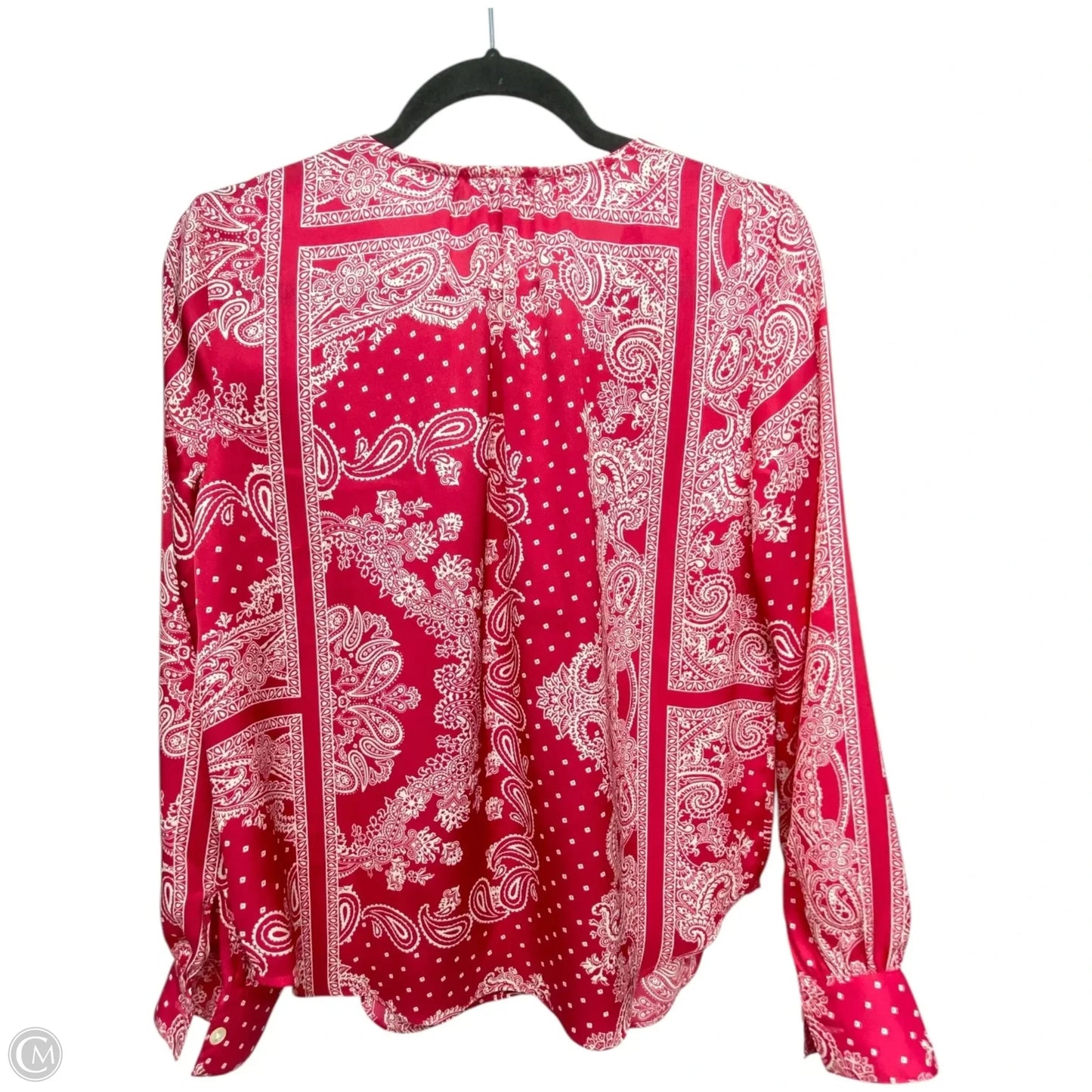Top Long Sleeve By Ann Taylor In Pink & White, Size: S