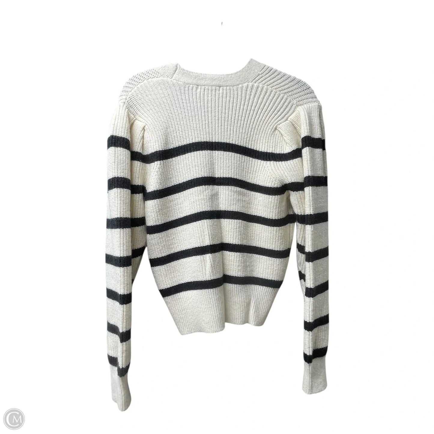 Sweater Cardigan By Q AND A In Black & Cream, Size: M