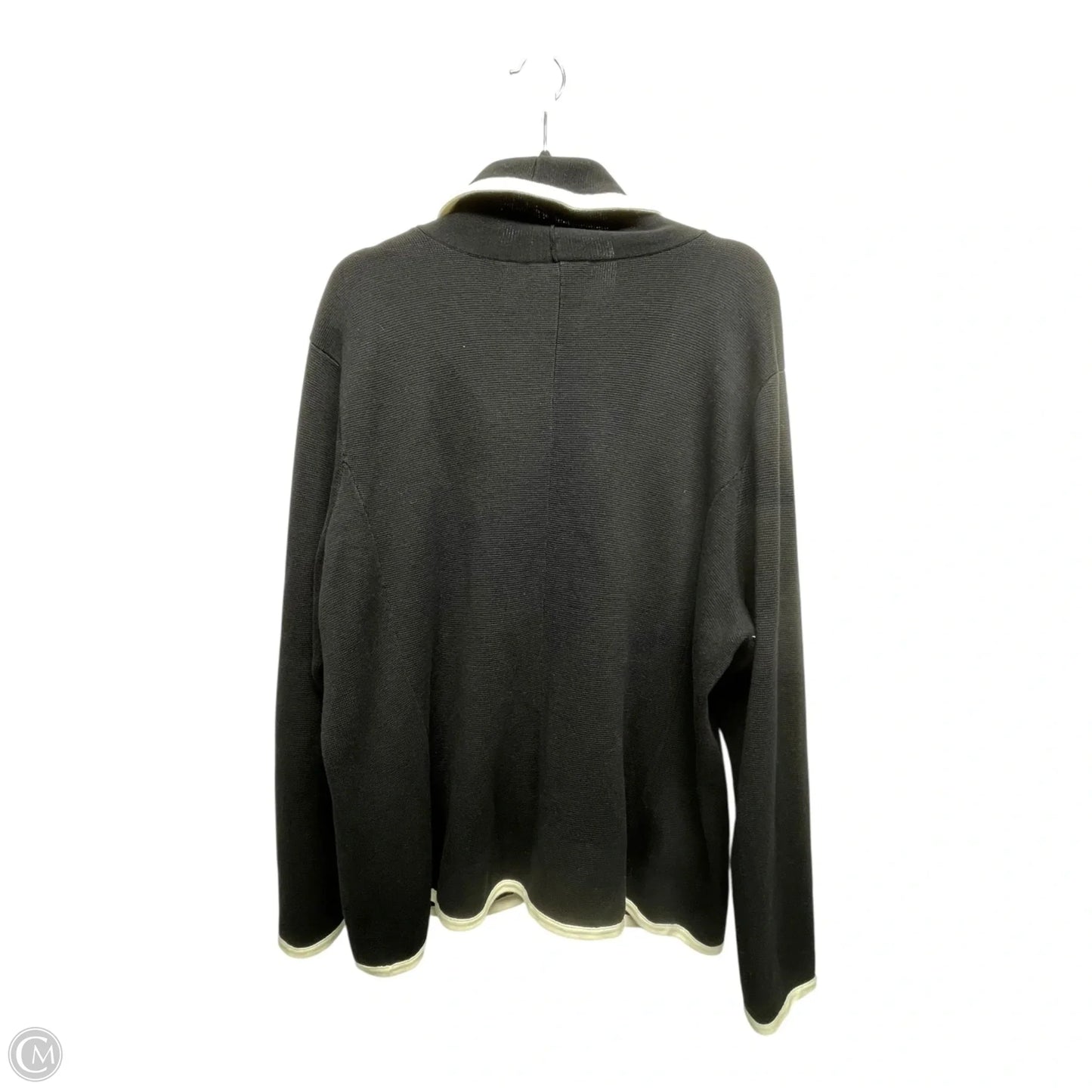 Sweater Cardigan By Lauren By Ralph Lauren In Black & White, Size: 3x