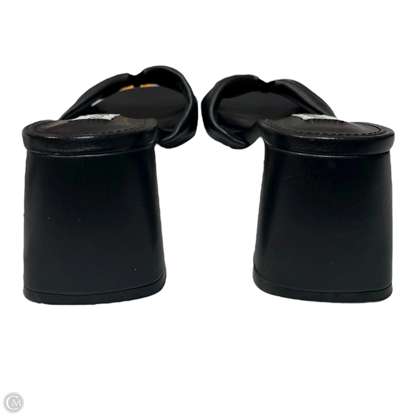 Sandals Heels Block By Steve Madden In Black & Gold, Size: 9